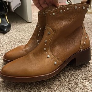 Dolce Vita studded cognac western ankle boots